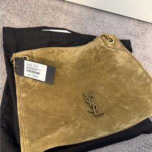 Yves Saint Laurent Olive Suede Messenger Bag